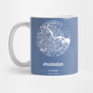 City map in blue: Amsterdam, The Netherlands, with retro vintage flair Mug